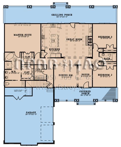 Проект одноэтажного дома с гаражом на две машины в современном стиле S5-224 (8318-00274)
