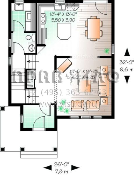 Проект двухэтажного дома без гаража в современном стиле S5-142 (034-00464)