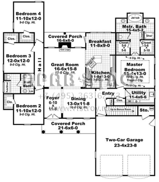 Проект одноэтажного дома с гаражом на две машины в английском стиле S5-205 (348-00273)