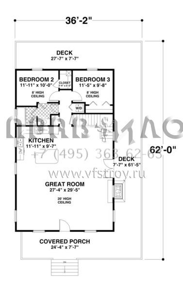 Проект двухэтажного дома без гаража в стиле Ранчо S5-148 (036-00184)