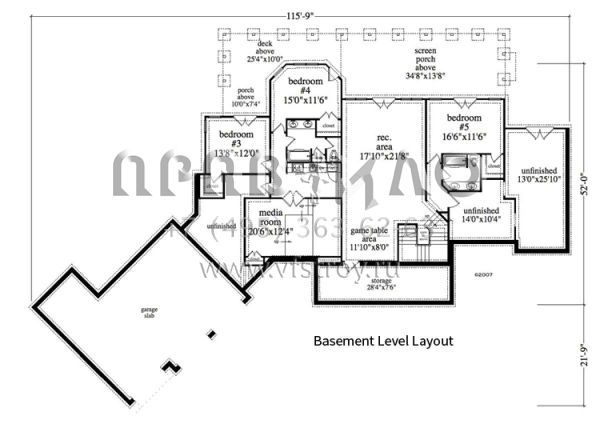 Проект одноэтажного дома с гаражом на три и более машин в стиле Ранчо S5-243 (957-00066)