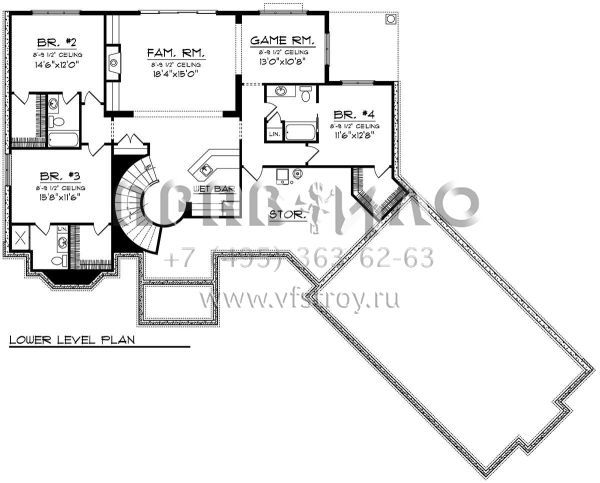Проект одноэтажного дома с гаражом на три и более машин в стиле Ранчо S5-383 (1020-00269)