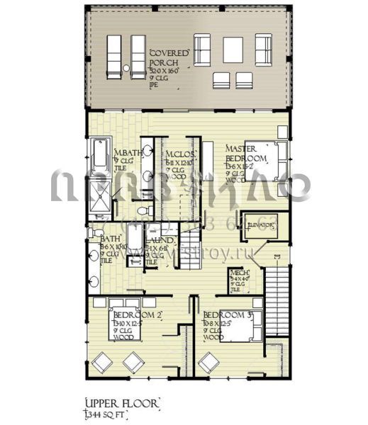 Проект трехэтажного дома с гаражом на одну машину в прибрежном стиле S5-333 (1637-00171)