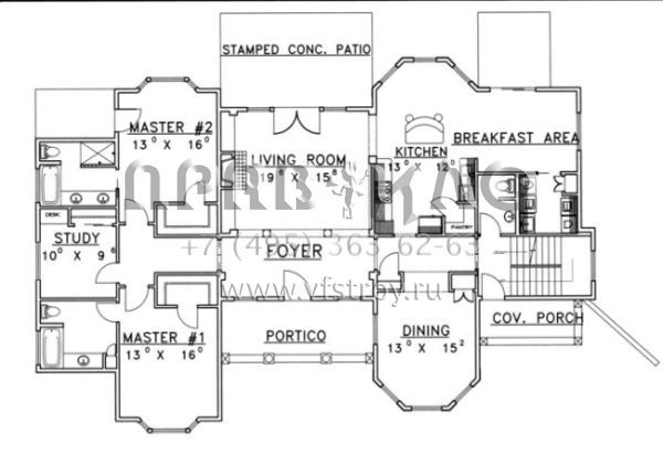 Проект двухэтажного дома без гаража в современном стиле S5-353 (039-00380)