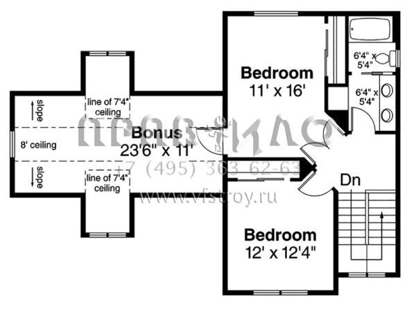 Проект двухэтажного дома с гаражом на две машины в стиле Ранчо S5-180 (035-00822)