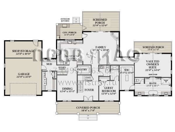 Проект двухэтажного дома с гаражом на две машины в современном стиле S5-345 (6849-00115)