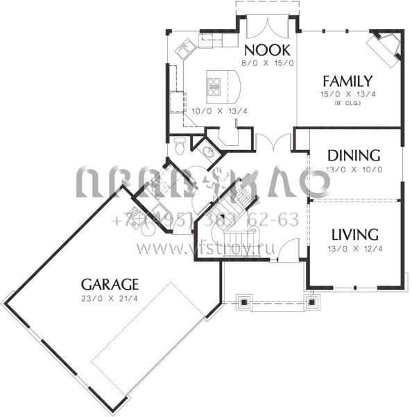 Проект двухэтажного дома с гаражом на две машины в американском стиле S5-216 (2559-00486)