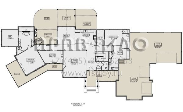 Проект одноэтажного дома с гаражом на три и более машин в современном стиле S5-267 (5631-00159)