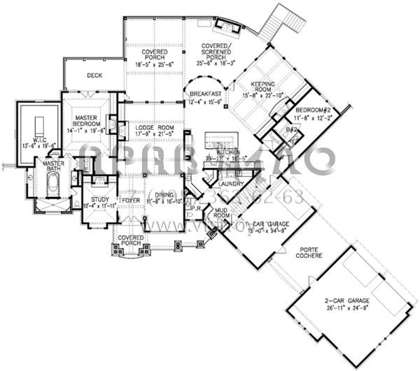 Проект одноэтажного дома с гаражом на три и более машин в американском стиле S5-323 (699-00105)