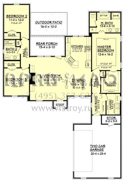 Проект одноэтажного дома с гаражом на две машины в стиле Ранчо S5-157 (041-00095)
