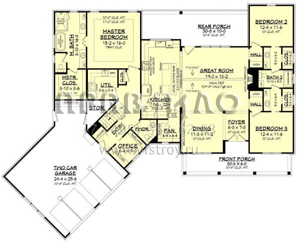 Проект одноэтажного дома с гаражом на две машины в современном стиле S5-214 (041-00232)