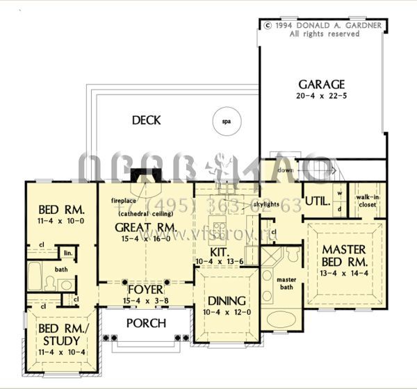 Проект одноэтажного дома с гаражом на две машины в стиле Ранчо S5-137 (2865-00361)