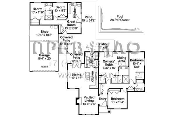 Проект одноэтажного дома с гаражом на две машины в классическом стиле S5-236 (035-00699)