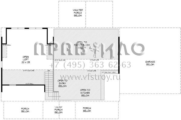 Проект двухэтажного дома с гаражом на две машины в стиле Ранчо S5-218 (940-00121)