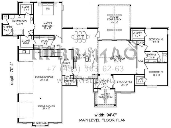 Проект двухэтажного дома с гаражом на три и более машин в американском стиле S5-306 (940-00090)