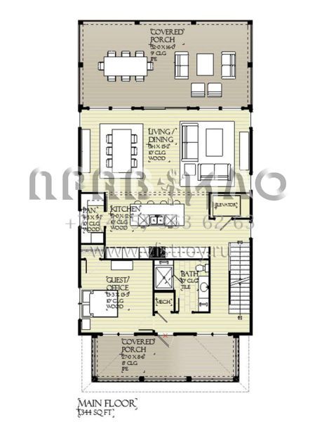 Проект трехэтажного дома с гаражом на одну машину в прибрежном стиле S5-333 (1637-00171)