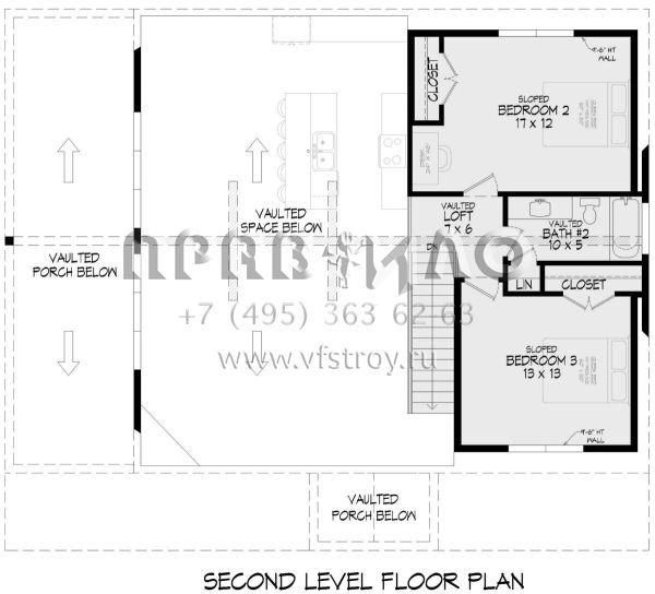 Проект двухэтажного дома без гаража в стиле Шале S5-185 (940-00989)