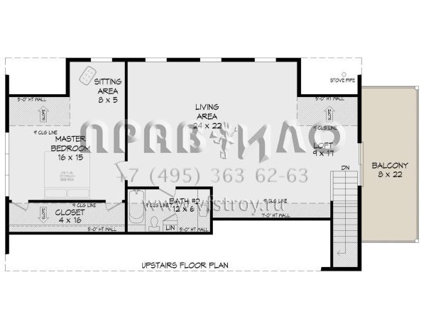 Проект двухэтажного дома с гаражом на одну машину в стиле БарнХаус S5-188 (940-00614)