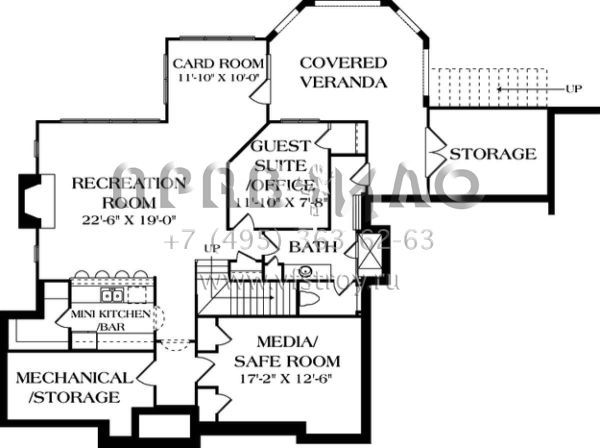 Проект двухэтажного дома с гаражом на три и более машин в стиле Ранчо S5-452 (3323-00351)