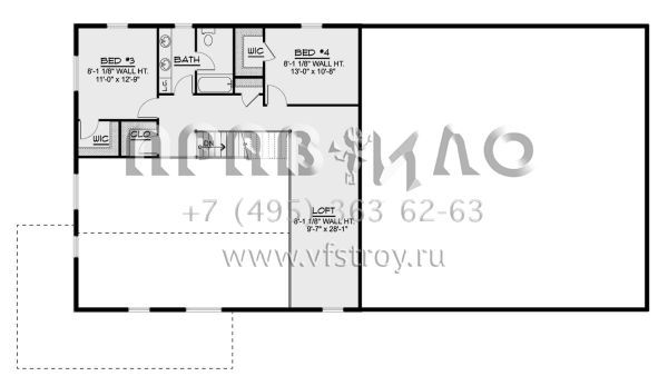 Проект двухэтажного дома с гаражом на три и более машин в стиле БарнХаус S5-233 (5032-00242)