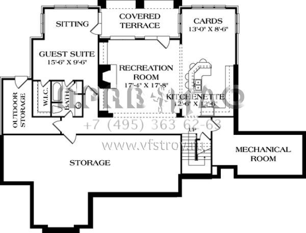 Проект двухэтажного дома на склоне с цокольным этажом и гаражом на три машины S5-507 (3323-00405)