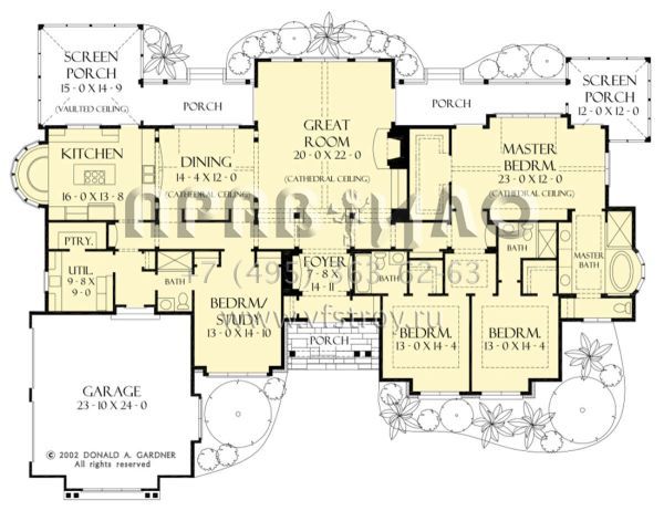 Проект одноэтажного дома с гаражом на две машины в стиле Ранчо S5-297 (2865-00355)
