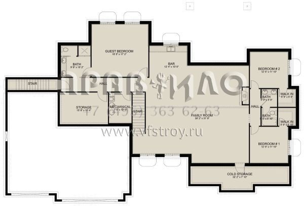 Проект одноэтажного дома с гаражом на три и более машин в американском стиле S5-254 (2802-00218)