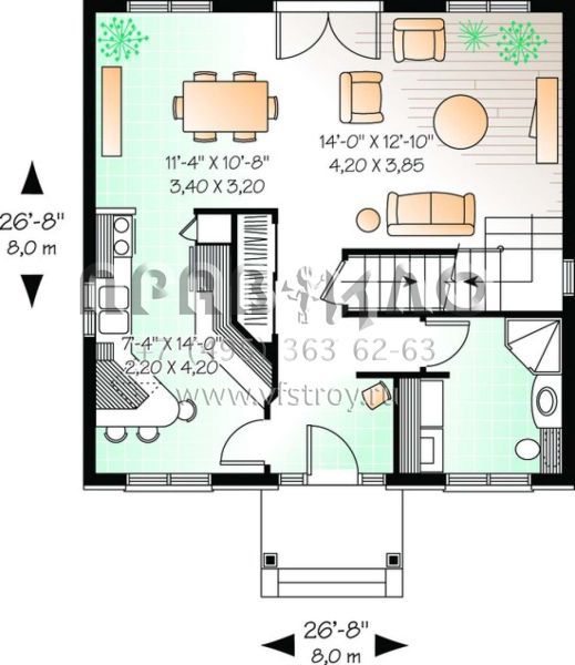 Проект двухэтажного дома без гаража в английском стиле S5-132 (034-00928)