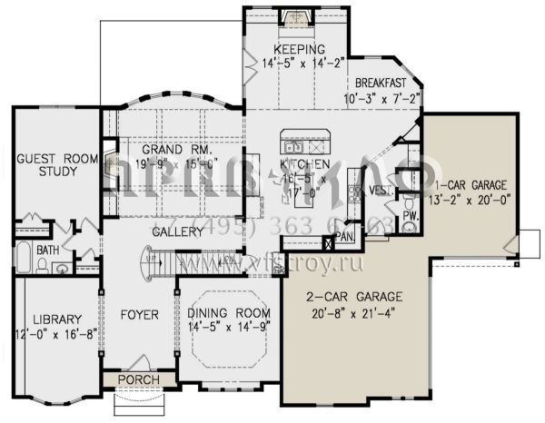 Проект двухэтажного дома с гаражом на три и более машин в английском стиле S5-436 (699-00206)