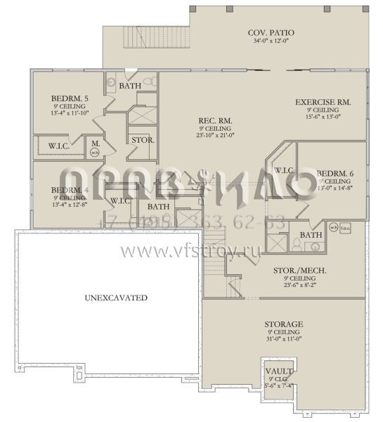 Проект одноэтажного дома с гаражом на три и более машин в американском стиле S5-279 (6422-00050)