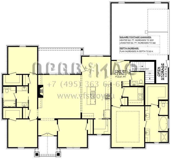 Проект одноэтажного дома с гаражом на две машины в американском стиле S5-186 (041-00289)