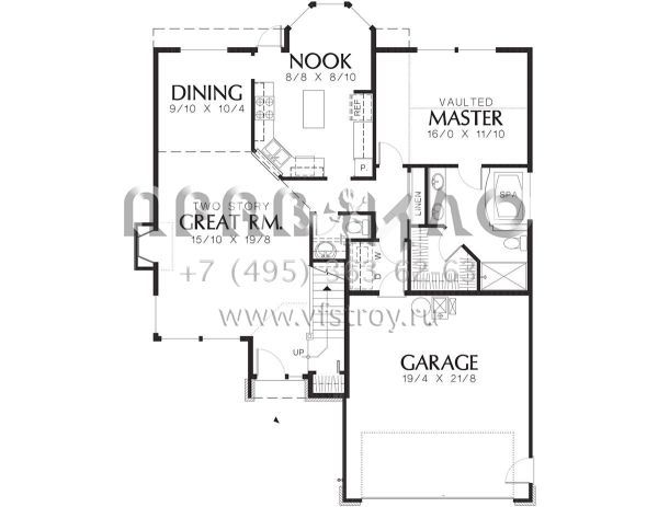 Проект двухэтажного дома с гаражом на две машины в стиле Ранчо S5-159 (2559-00229)