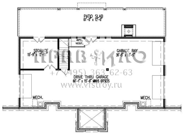 Проект одноэтажного дома с гаражом на три и более машин в стиле Ранчо S5-168 (699-00115)