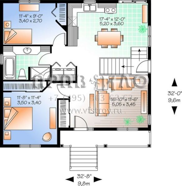 Проект одноэтажного дома без гаража в современном стиле S5-90 (034-00962)