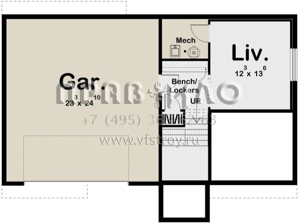 Проект одноэтажного дома с гаражом на две машины в стиле Райт S5-140 (963-00344)