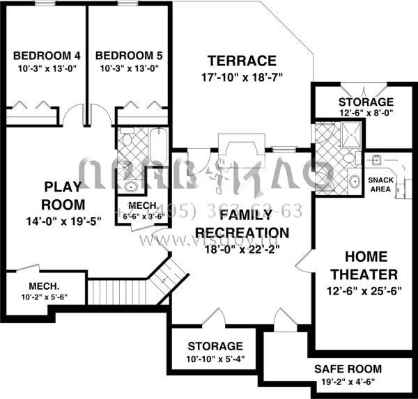 Проект одноэтажного дома с гаражом на три и более машин в американском стиле S5-167 (036-00203)
