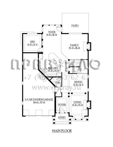 Проект двухэтажного дома с гаражом на три и более машин в американском стиле S5-297 (341-00121)