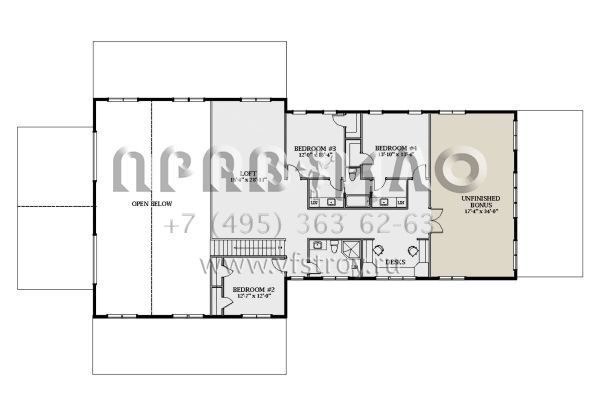 Проект двухэтажного дома с гаражом на три и более машин в стиле БарнХаус S5-379 (6849-00155)