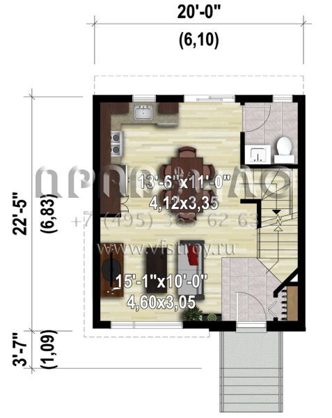 Проект двухэтажного дома без гаража в современном стиле S5-88 (6146-00607)