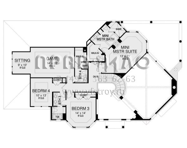 Проект двухэтажного дома с гаражом на две машины в стиле Ранчо S5-399 (5445-00429)