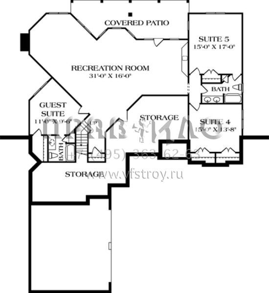 Проект двухэтажного дома с гаражом на две машины в стиле Ранчо S5-321 (3323-00147)
