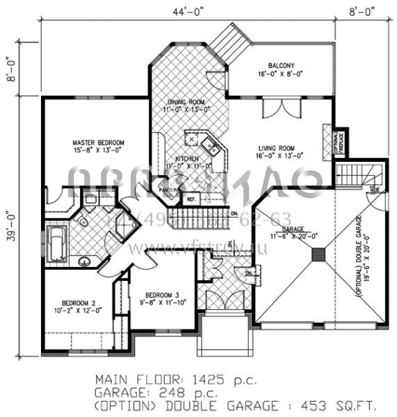 Проект одноэтажного дома с гаражом на две машины в английском стиле S5-132 (1785-00146)