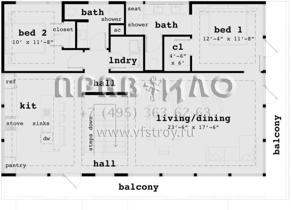 Проект дома хай-тек с навесом на три машины  S5-141 (028-00115)