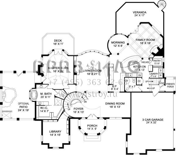 Проект двухэтажного дома с гаражом на три и более машин в современном стиле S5-351 (4195-00005)