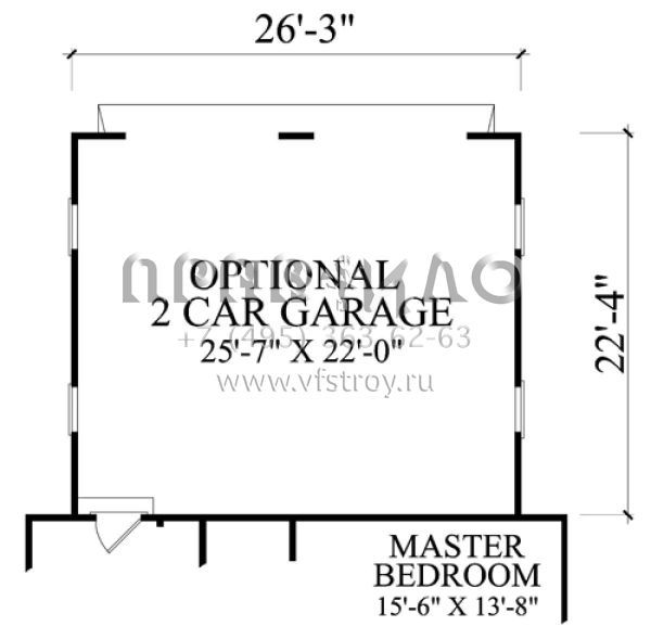 Проект одноэтажного дома с гаражом на две машины в стиле Ранчо S5-162 (7922-00227)