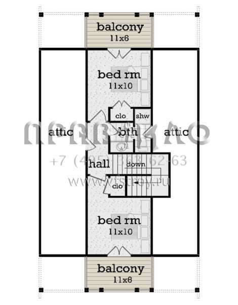 Проект двухэтажного дома без гаража в американском стиле S5-124 (048-00299)