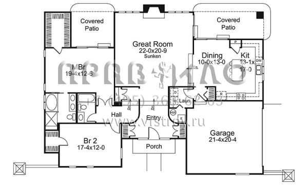 Проект одноэтажного дома с гаражом на две машины в современном стиле S5-180 (5633-00297)