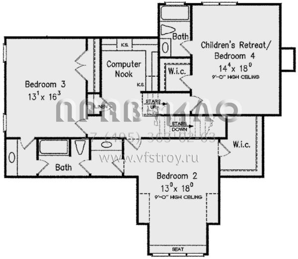 Проект двухэтажного дома с гаражом на три и более машин в стиле Ранчо S5-353 (8594-00259)