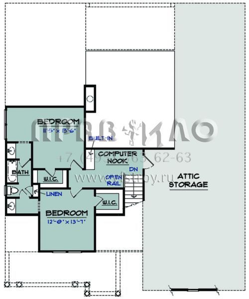 Проект двухэтажного дома с гаражом на две машины в стиле Ранчо S5-286 (3418-00012)