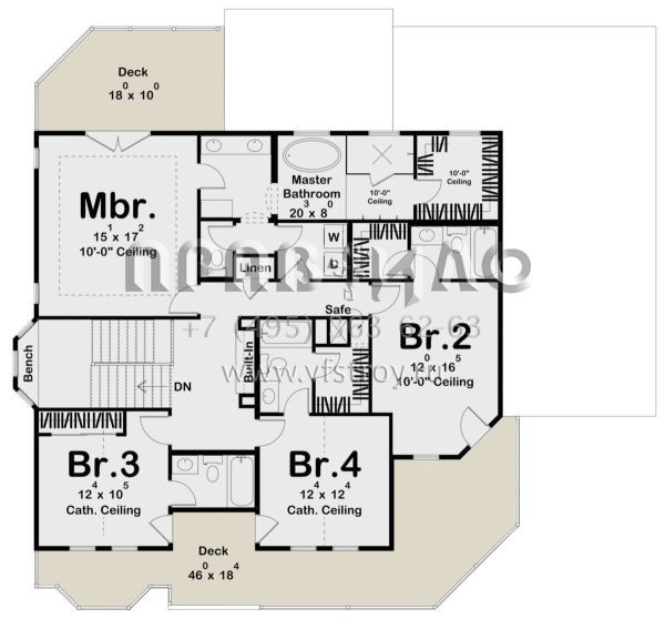 Проект двухэтажного дома с гаражом на три и более машин в английском стиле S5-292 (963-00797)